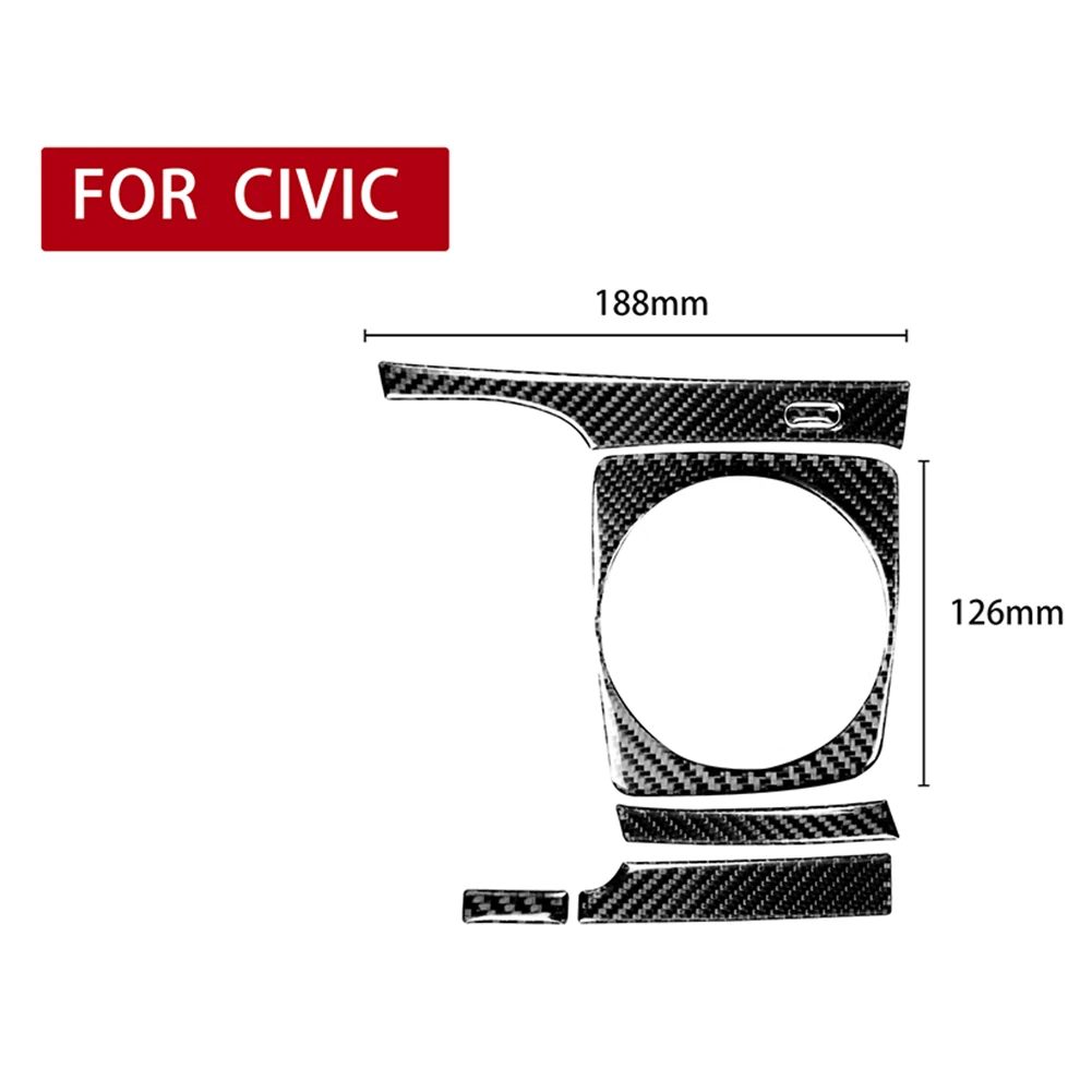 

5pcs/set Genuine Real Carbon Fiber MT Gear shift Panel Frame Trim Cover Decorative Sticker for Honda Civic 8th Gen 2006-2011 LHD