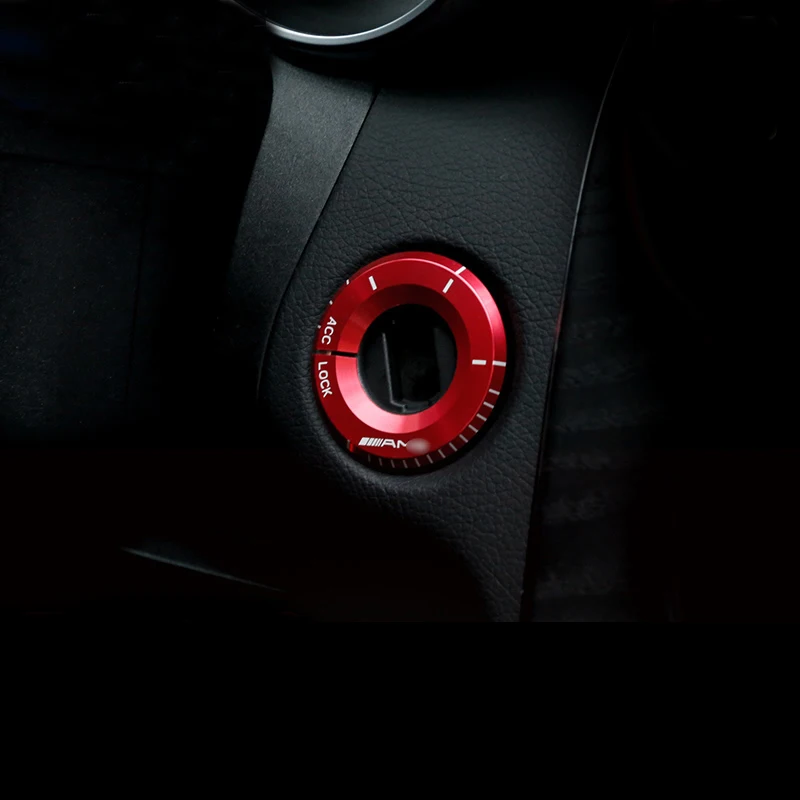 

Car styling Ignition Switch cover trim key Ring Hole Circle Stickers for Mercedes Benz A C Class GLA CLA GLC W205 W212 X253 C117