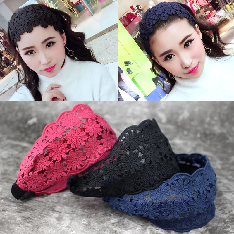 

Fashion Lace Wide Headband flowerHairband Women Girls Non-slip Hair Hoop Bands Accessories Headband Headwear