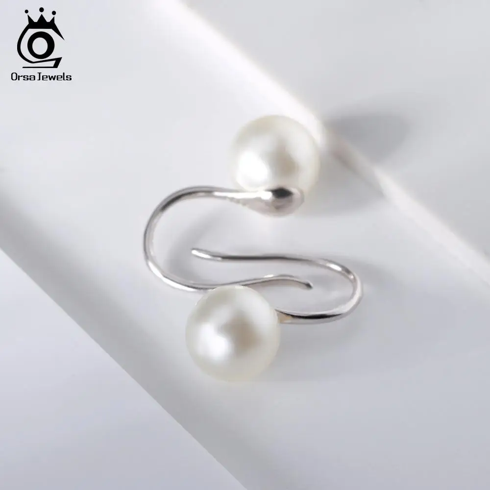 ORSA JEWELS 925 пробы серебряные женские серьги-Крючки 4 цвета круглые жемчужные висячие серьги Модные ювелирные изделия подарок для женщин SE69