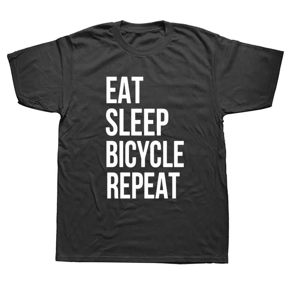 

Забавная футболка Eat Sleep для езды на велосипеде с графическим принтом, Байкерская футболка, Мужская футболка с короткими рукавами и принтом ...