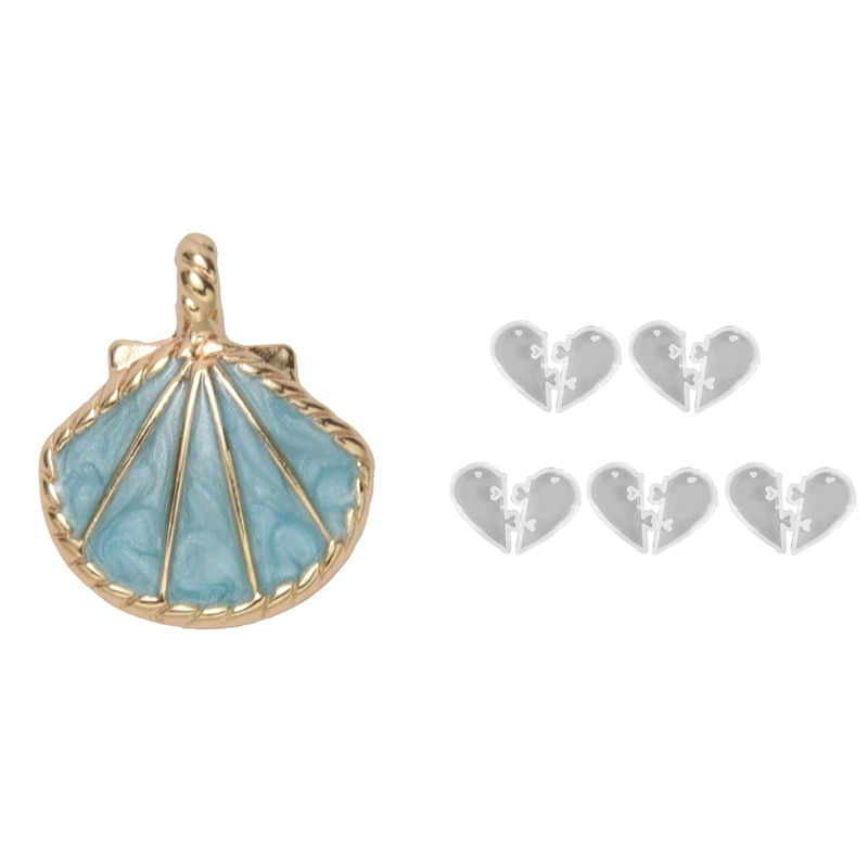 

20 шт. Подвески в виде морских ракушек и 5 шт. подвесок-пазлов в форме сердца с отверстием подвеска Звезда Луна силиконовая форма