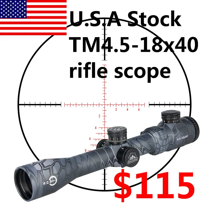 Высокое качество тактический TM4.5-18x40 синий черный цвет Canislatrans прицел для наружной настоящей охоты HS1-0287