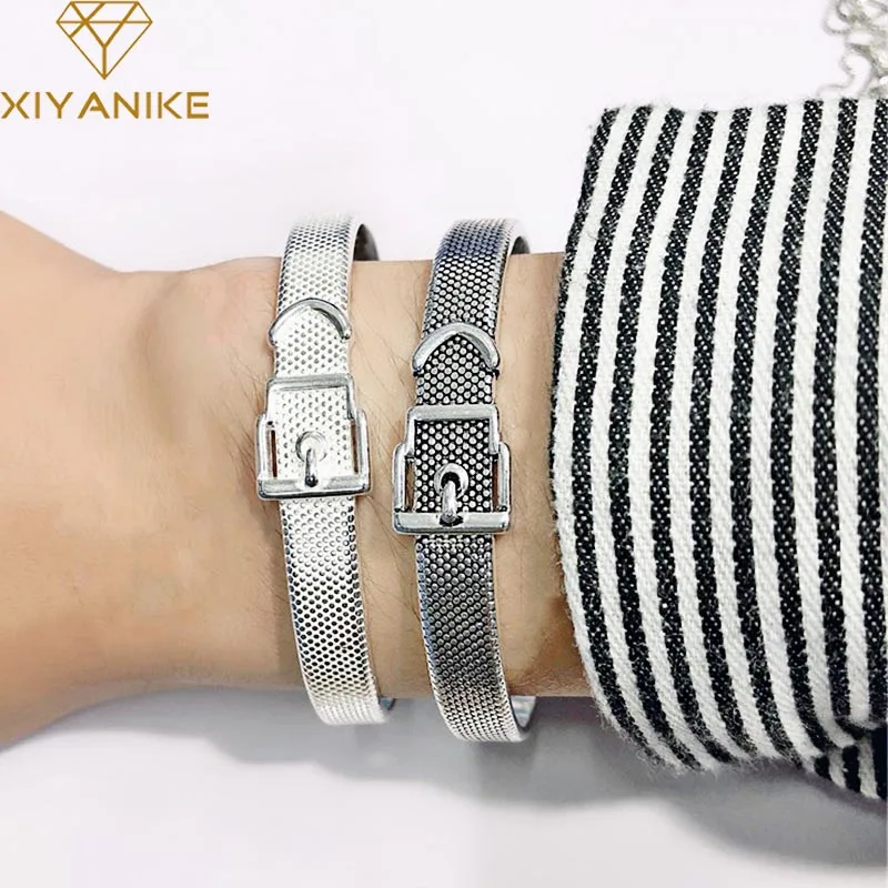 Браслет ручной работы из серебра 925 пробы для мужчин и женщин размер 63 мм|Гибкие