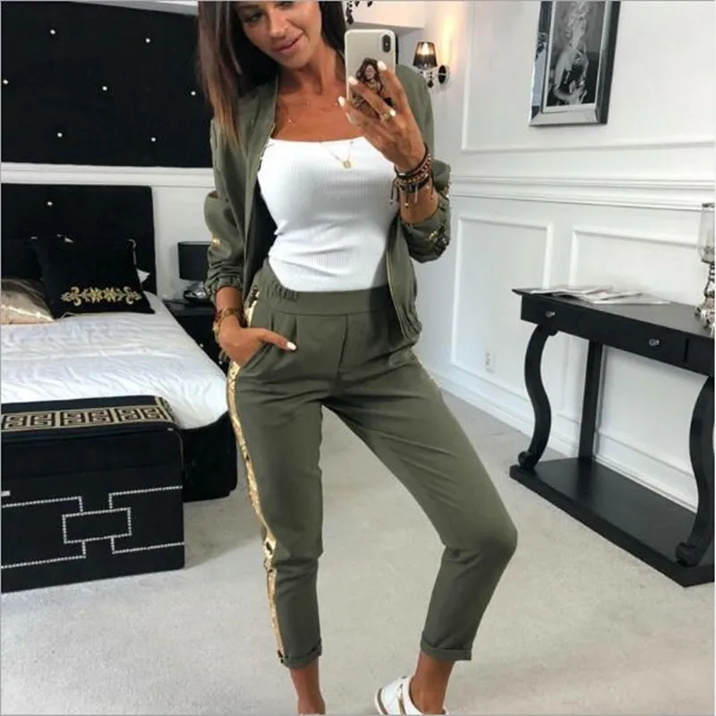 Осенний женский спортивный костюм из двух предметов женские комплекты осенние