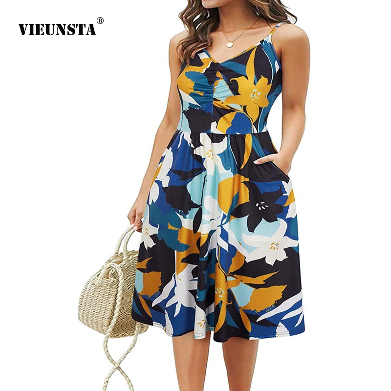 

Dresses Woman Summer 2021 Sexy V-Neck Drawstring Slim Midi Vintage Dress Sleeveless Floral Pattern Milk silk Suspender Skirt Y2K