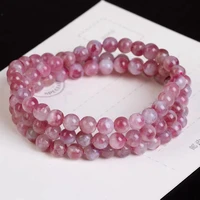 natural watermelon red tourmaline bracelet 3 laps round beads red tourmaline necklace 6mm stretch women gift aaaa