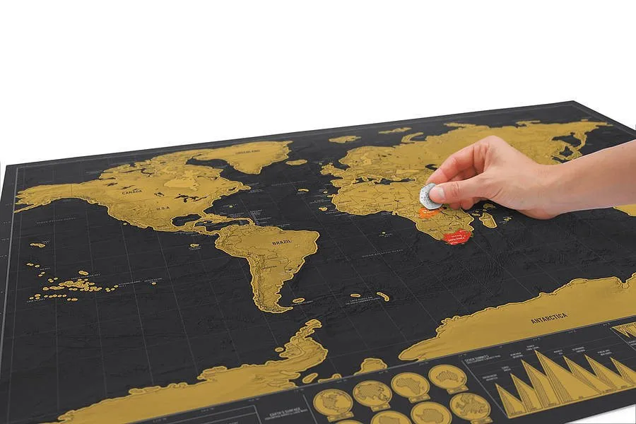 Карта мира, карта мира с царапинами, персонализированные дорожные наклейки на стену с царапинами для карты, комнаты, украшение для дома, рос... от AliExpress WW
