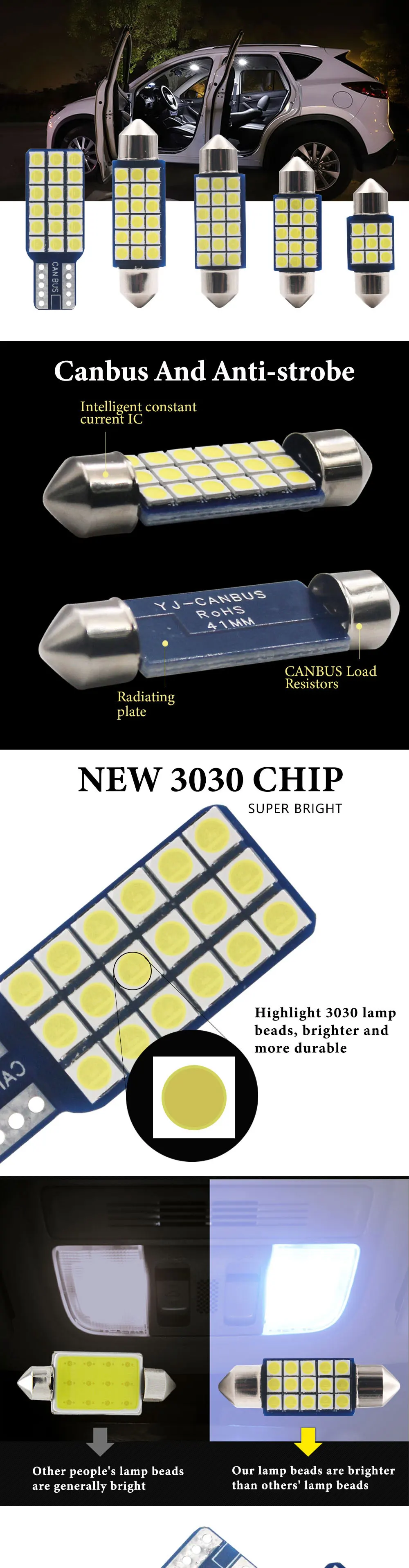 1 шт. T10 W5W светодиодный c5w светодиодный 31 мм 36 мм/39 мм/41 мм 18SMD 3030 чипы светодиодный гирлянда лампа автомобиля купольный светильник авто Интерьер лампа для чтения