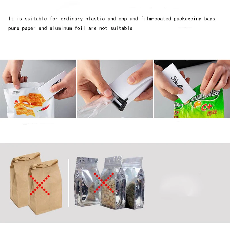

Mini Handle Bag Clip Food Vacuum Sealer Electronic Heat Sealing Machine Plastic Bags Resealer Sealing Tools Kitchen Storage