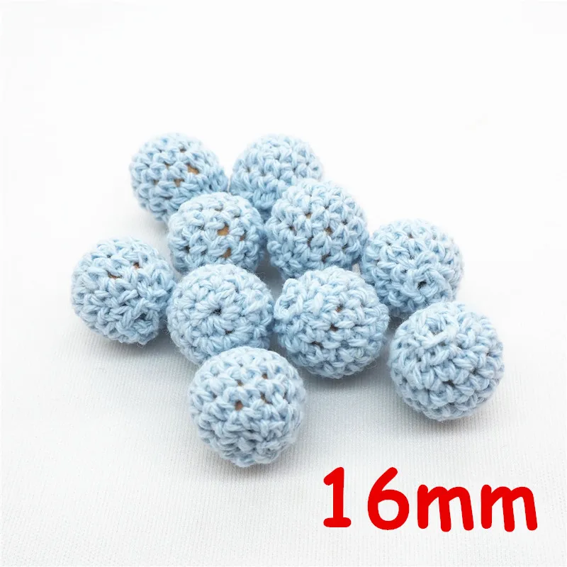 Pastel Blue Chenkai 50 шт. 16 мм 20 мм Круглый Вязание Хлопок крючком деревянные бусины шарики для DIY украшения для прорезания зубов ожерелье игрушка - Цвет: Pastel Blue