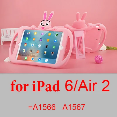 p air2 Силиконовый чехол для iPad air 2, 9,7 дюймов,,, детская подставка с милым Кроликом, чехол для планшета для iPad mini 2, 3, 4, 5, чехол - Цвет: p air2