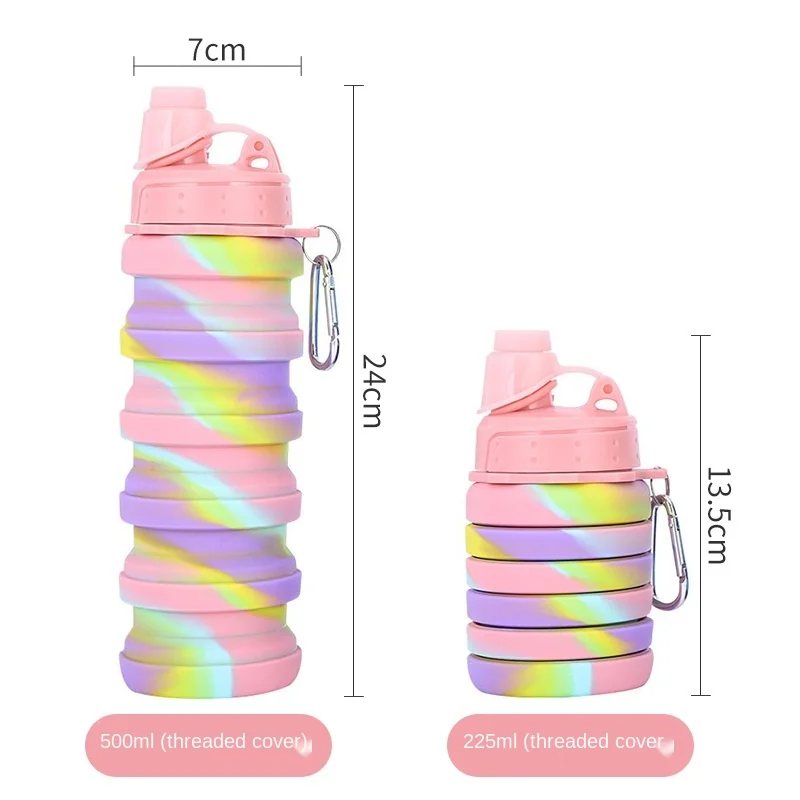

Sports Bottle Silicone Collapsible Water Bottle Handle Cover Camouflage Outdoor Fitness Portable Folding Water Cup Bottle Water