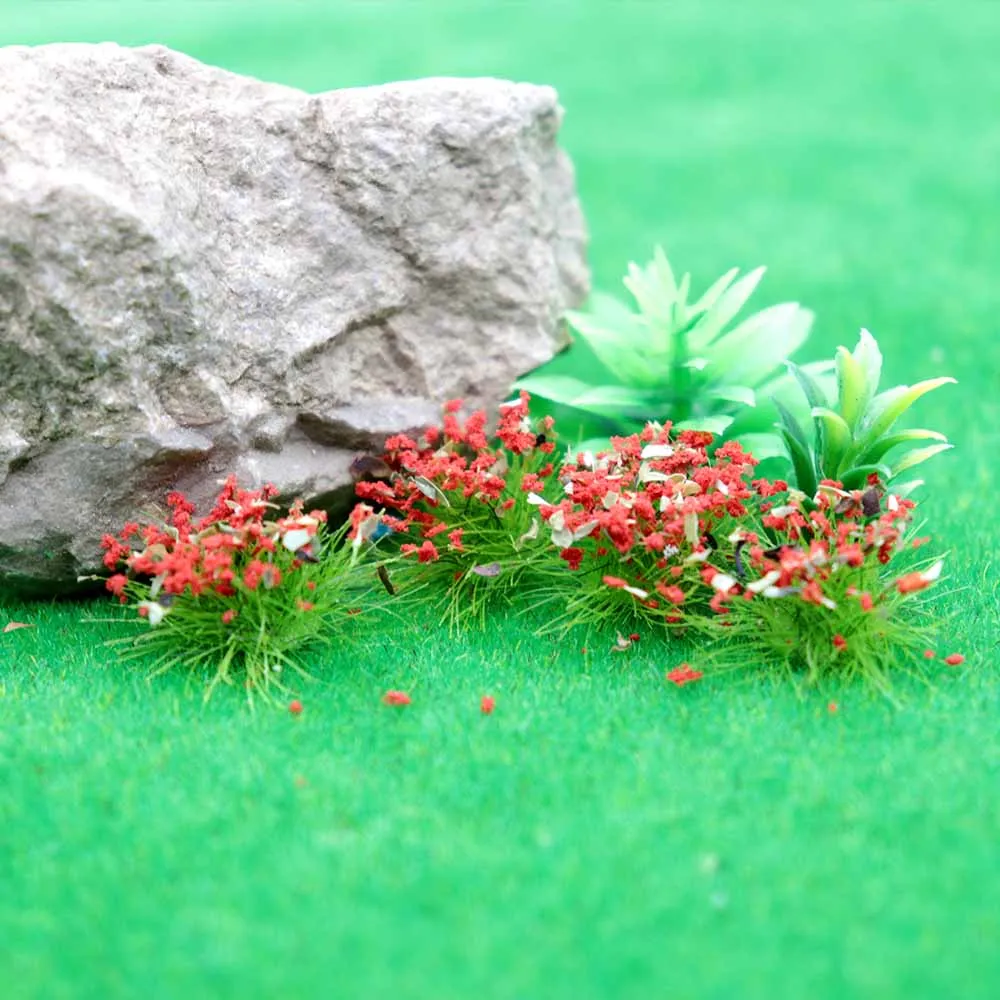 Мини Diy модель цветок кластер трава Tuft Дикая роза цветок для Diorama строительство дорога пейзаж компоновка материал