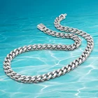 Мужская классическая итальянская цепочка, колье из искусственного серебра 100% пробы, ширина 10 мм, длина 18-24 дюйма, кубинская цепь, мужской чокер в стиле панк, Подарочная бижутерия