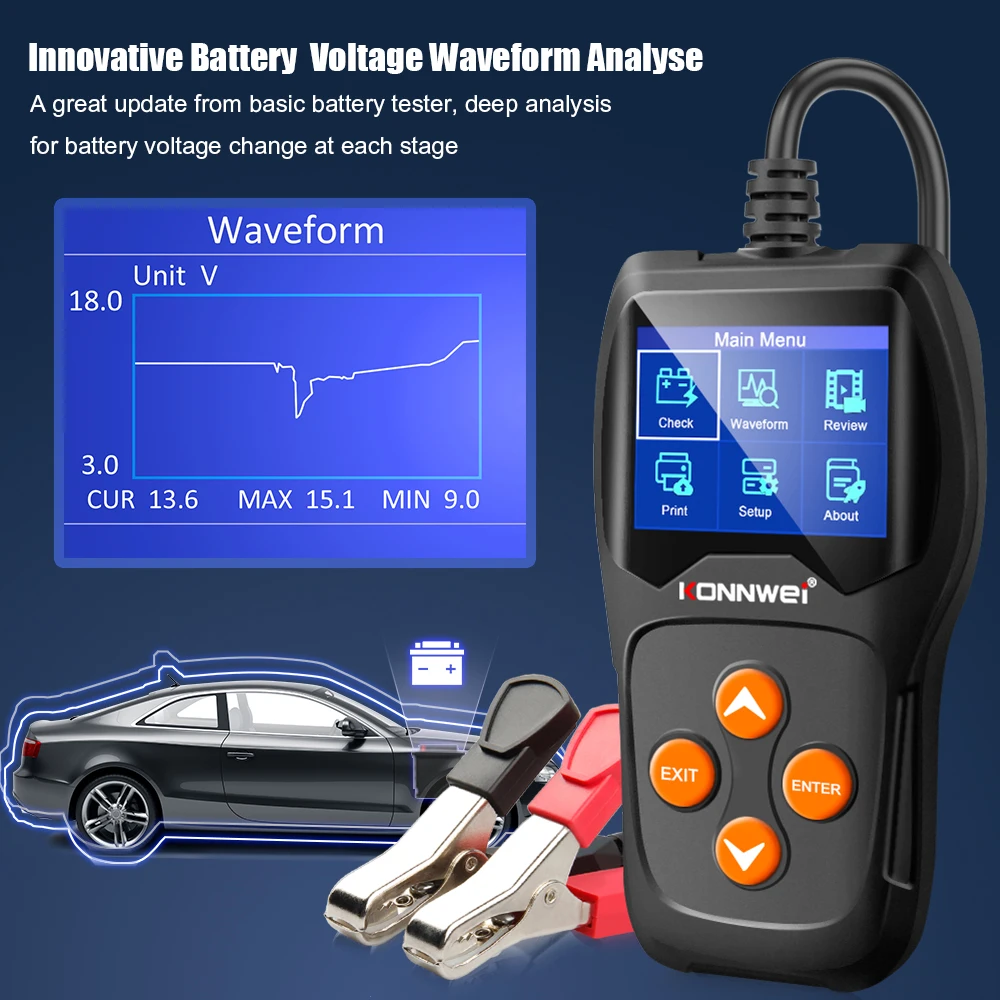 KONNWEI KW600 автомобиля Батарея Тесты er 12V анализатор 100 для 2000CCA