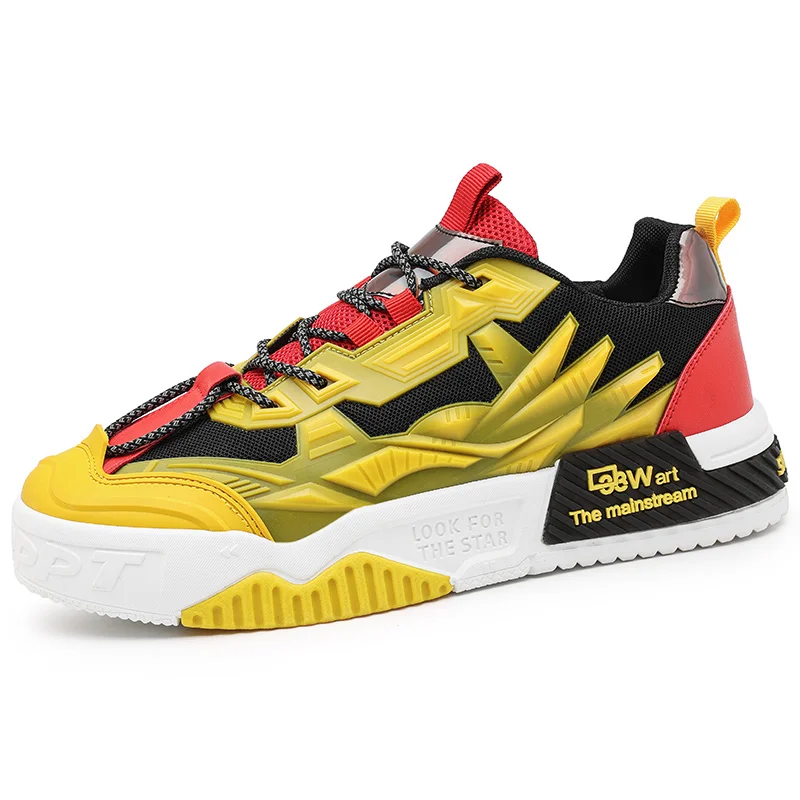 

Newest Men Casual Athletic Sneakers Running Iron Man Yong Boys Anime Shoes Yellow White Black Classic Joggers Trainers