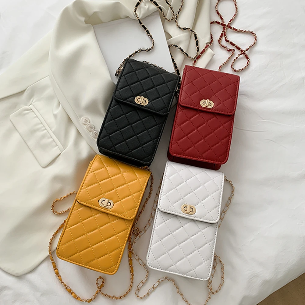 

Fashion Design Luxury Hand Bag Female Travel PU Lattice Pattern Chain Messenger Bag Casual Women Solid Color Handbags