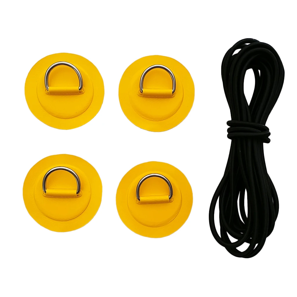 

Kayak Accessories - 4x Yellow Replacement D- Patch + 3.6m Elastic Bungee