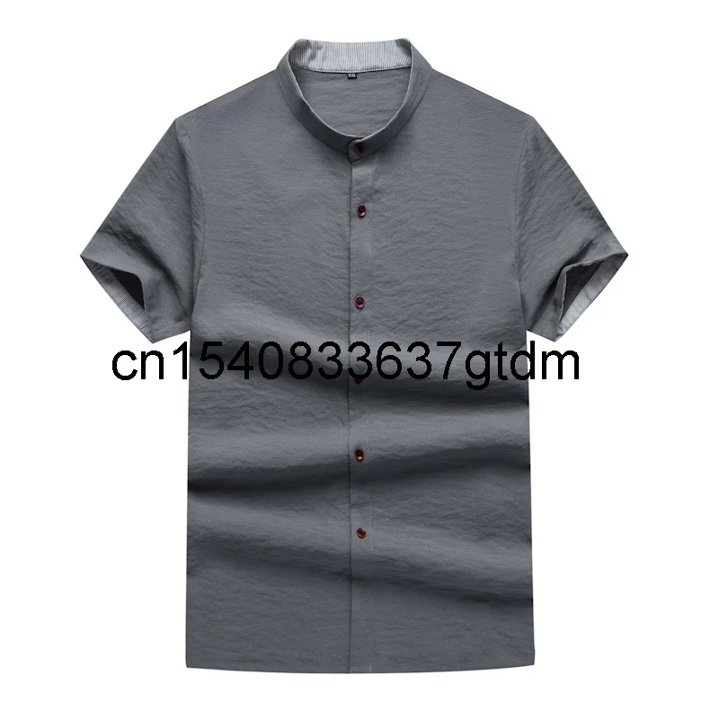 

Large summer men's Short Sleeve Shirt fat man loose plus fat large inch shirt fat man half sleeve solid collar shirt