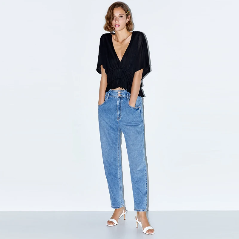 Женские шифоновые футболки с глубоким v образным вырезом и рукавом до локтя