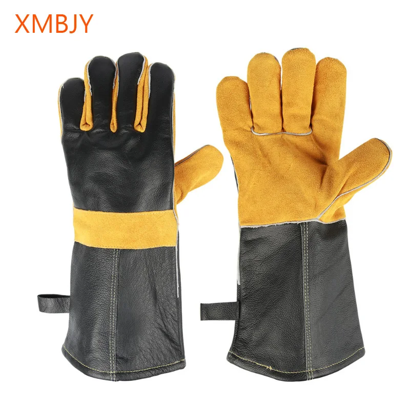 Перчатки Огнестойкие из воловьей кожи перчатки натуральной для духовки барбекю