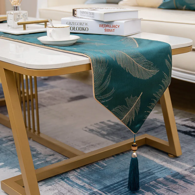 

Luxury Polyester Jacquard Elegant Table Runners with Tassel for Home Dining Table Topper Decorative Coffee Tablecloth