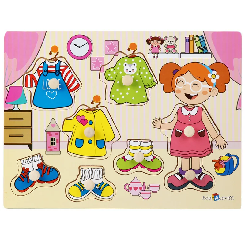 

Children's early teaching and learning of wooden hand grasping board puzzle