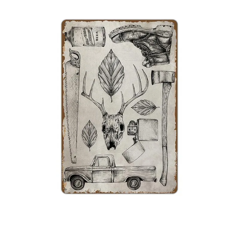 Винтажный знак моряка Оловянная живопись Предупреждение металлический Кофейня