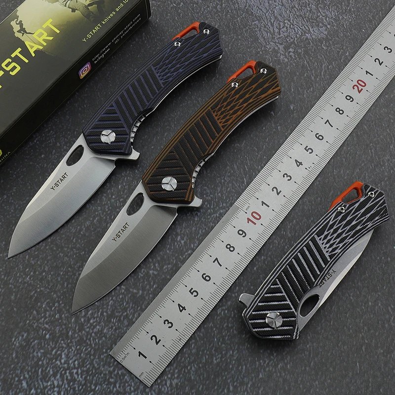 

Y-START LK5026 Folding Knife 14C28N Steel Satin Blade G10 Handle Outdoor Camping Hunting Pocket Defense Fishing Tools EDC