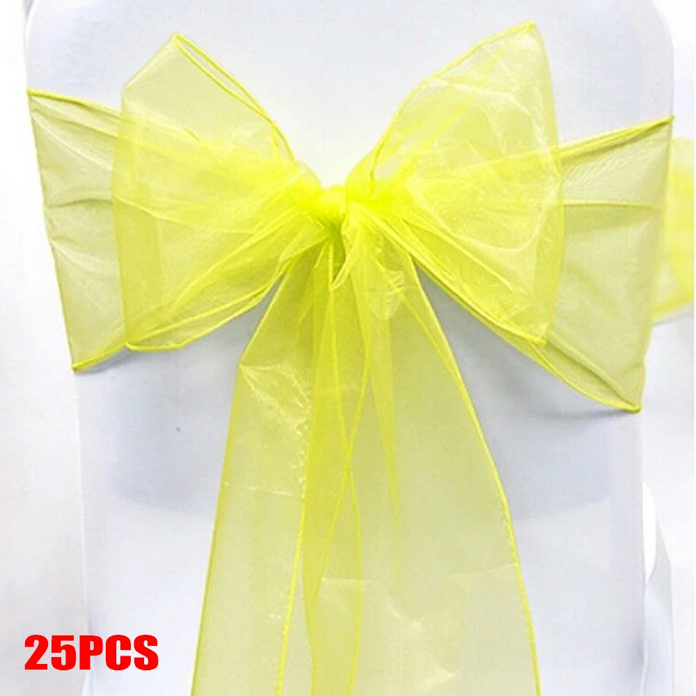 25 шт. бантик органза пояс Чехол для стула более широкие банты Свадебная вечеринка