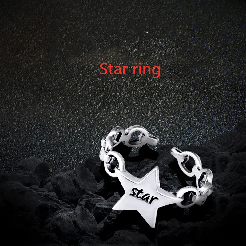 

Кольцо со звездами женское стандартное серебряное студенческое простое ювелирное изделие Открытое кольцо для мальчика