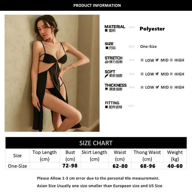 

Sexy tight-fitting slit sexy lingerie suspend the long skirt sexy nightclub deep-v-open sweater come back bra thong