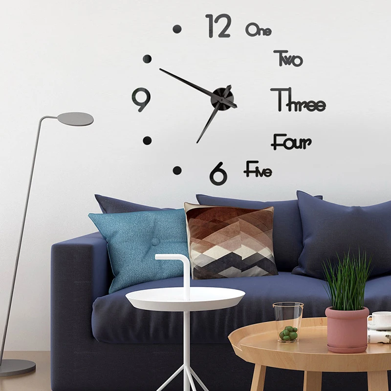 

Wall Sticker Clock DIY Mirror Silent Wall Clock Punch-Free Office Home Living Room Bedroom Wall Hanging Decoration For Home