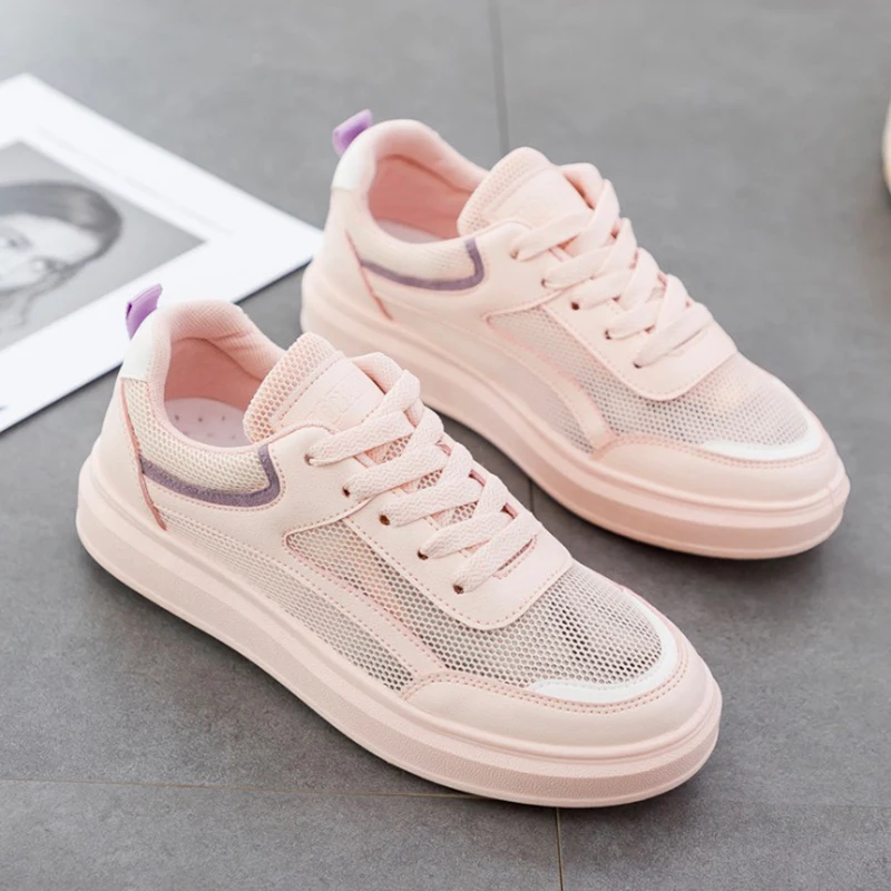 Женские кроссовки на плоской платформе классические дышащие повседневная обувь