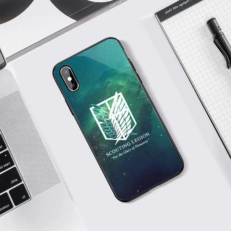 

attack on titan Phone Cases Tempered glass For iphone 5C 6 6S 7 8 plus X XS XR 11 PRO MAX