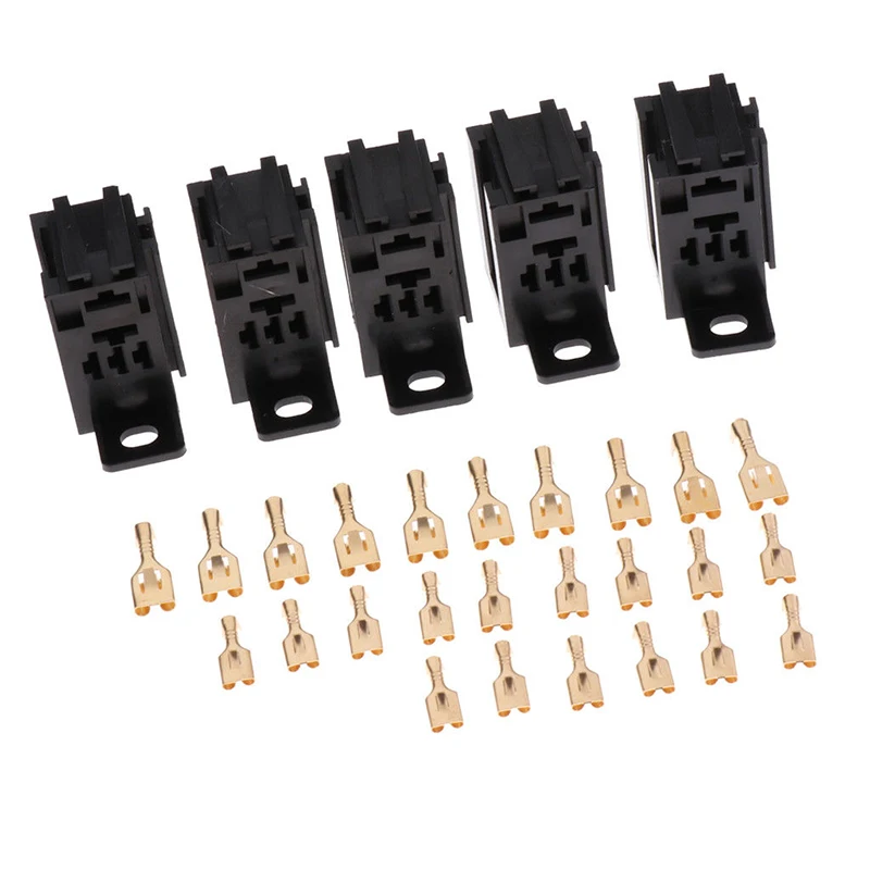 35*35*35mm Relay Sockets 5pcs 12V/24V 5-Pin With 25pcs Copper Terminals | Автомобили и мотоциклы