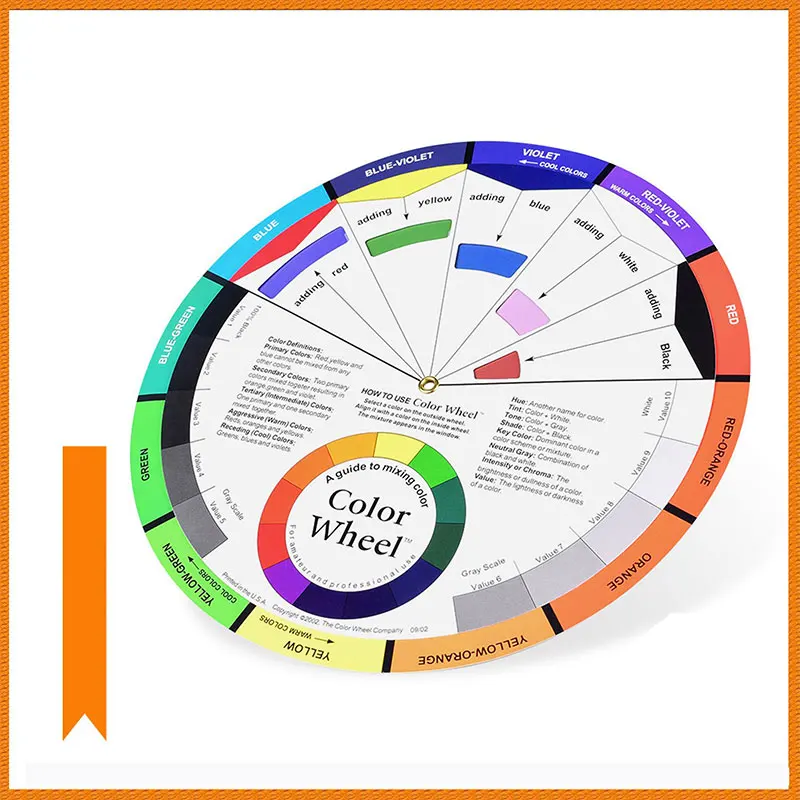 

Professional Paper Card Design Color Mixing Wheel Tattoo Nail Pigment Ink Chart Guidance Round Central Circle Rotates