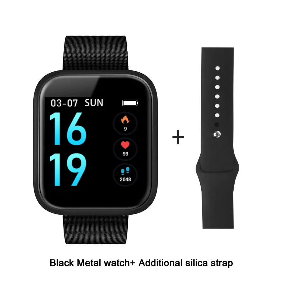 Black Мужские и женские водонепроницаемые Смарт-часы P70 P68 Plus Bluetooth умные часы для Apple IPhone Xiaomi монитор сердечного ритма фитнес-трекер - Цвет: Black
