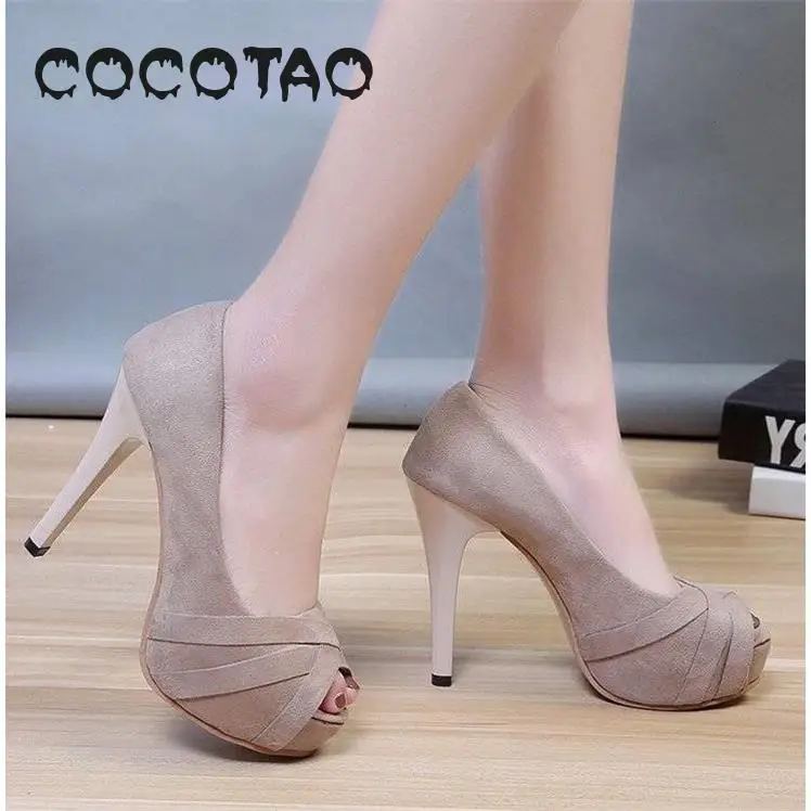 Туфли на высоком каблуке с очень открытым носком водонепроницаемые рабочие