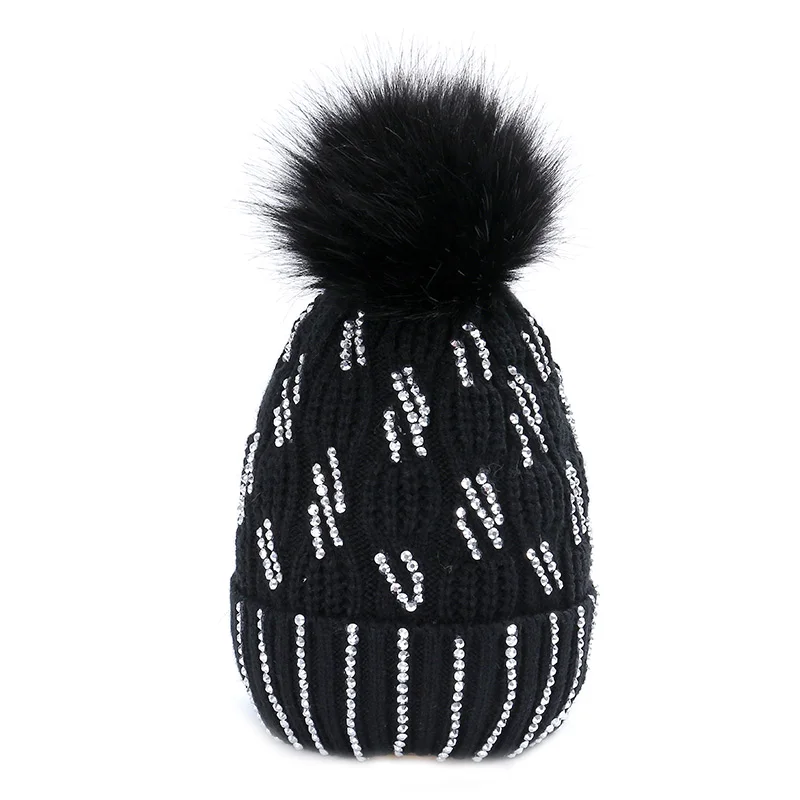 Женская Гламурная зимняя шапка в полоску хлопковая вязаная модная теплая