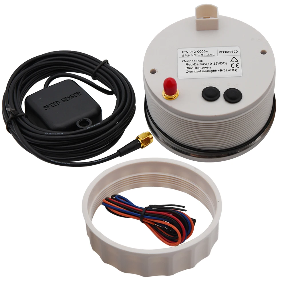 

Marine Auto GPS Speedometer 85mm Speedo Velometer 0-35MPH 0-55KM/H Odometer Mileage 7 Colors Backlight TRIP/COG ODO 12V/24V