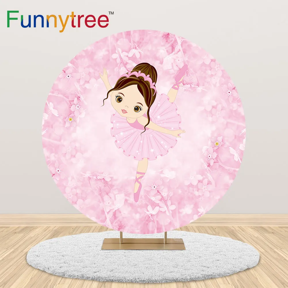 

Funnytree Принцесса Балетная обувь танцор розовый круг круглый фон Крышка день рождения ребенок душ новорожденная девочка фон домашний декор