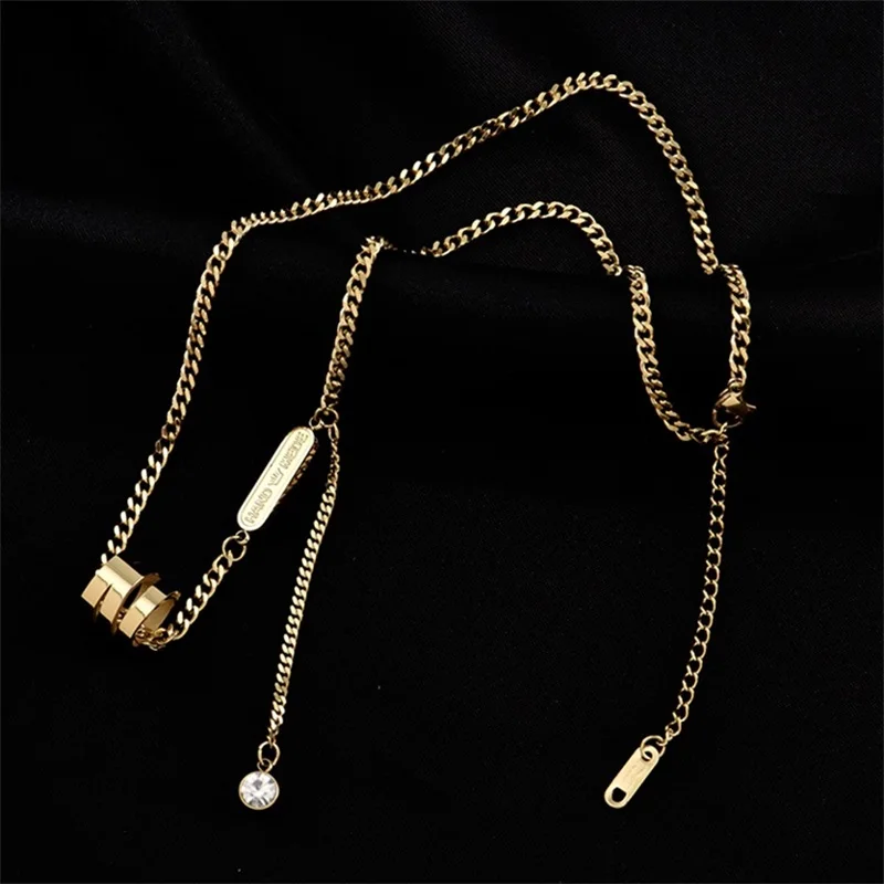 Новинка 2023 корейское золотое ожерелье из титановой стали модное готическое с