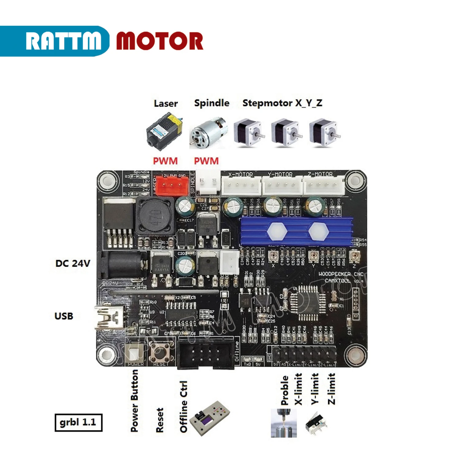 3-осевой GRBL 1.1f USB-порт маршрутизатор с ЧПУ контроллер гравировальной машины плата