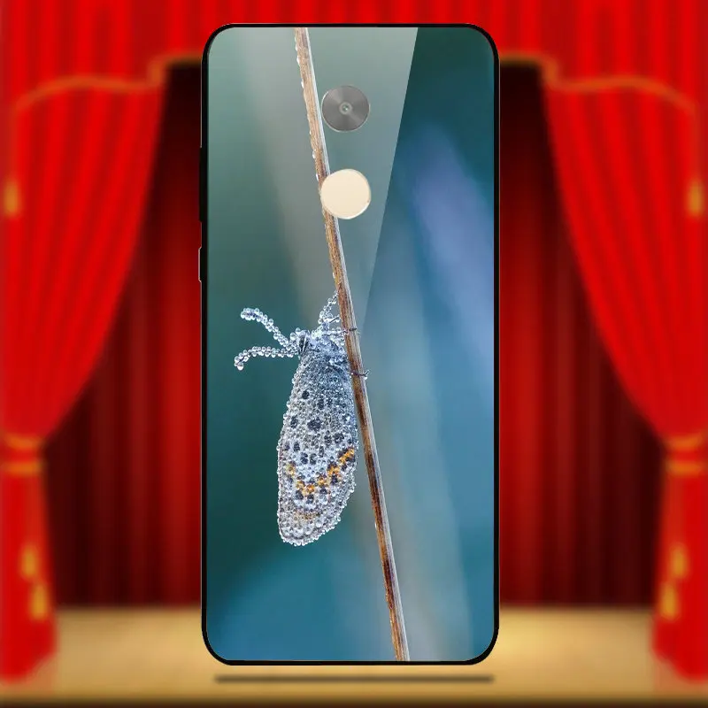 Чехол для Xiaomi Mi Redmi Note 4 4X 5 5A 7 8 9 SE Plus Lite из закаленного стекла с красивой бабочкой |