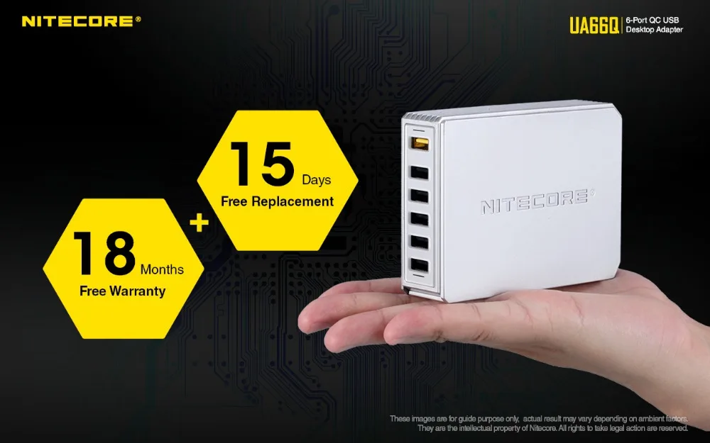 NITECORE UA66Q 6-Порты и разъёмы QC Зарядное устройство USB адаптер 68 Вт высокой мощности Скорость зарядкой зарядное устройство QC 3,0/QC 2,0 Выход Aavaiable большого Ёмкость устройств