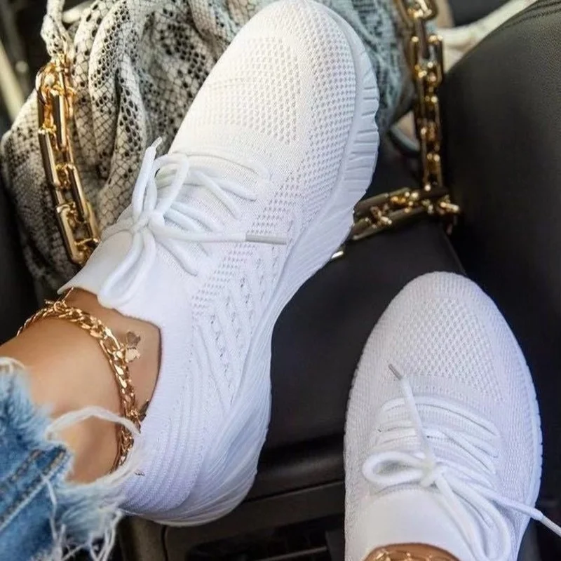 

Hot Autumn Sneakers Women Casual Breathable Sport Shoes Lace Up Loafers Ladies White Sneakers Outdoor Walking Running Shoes
