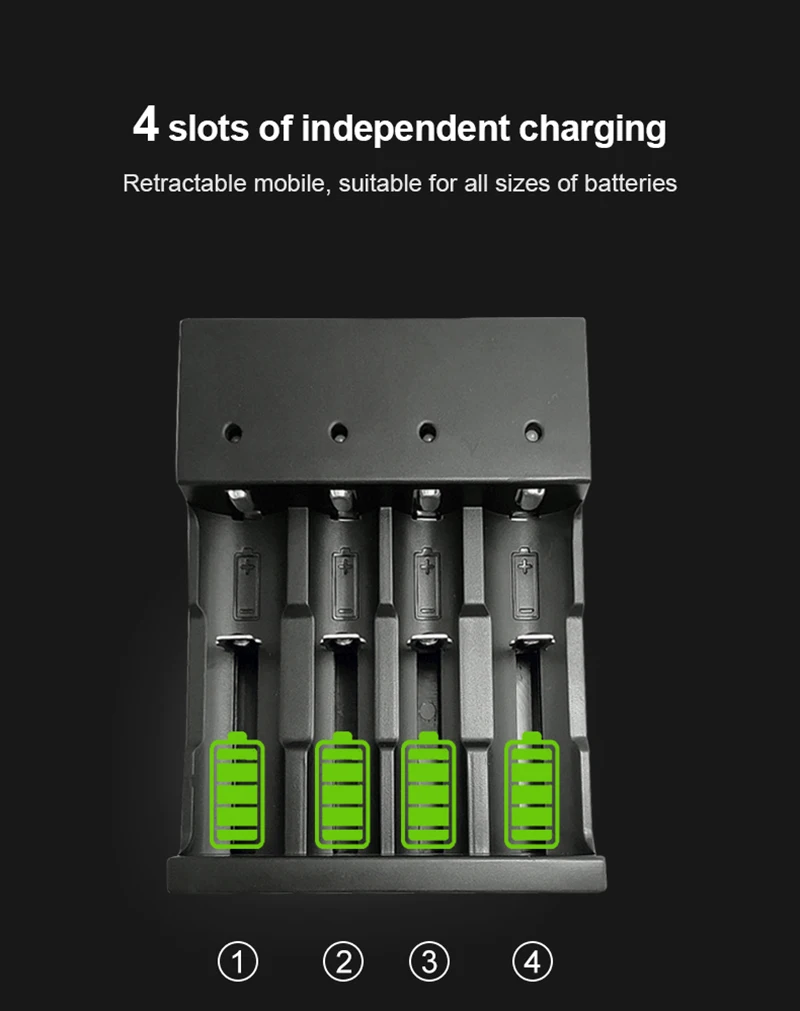 PUJIMAX 18650 battery charger LED 4slots Smart charging 26650 21700 14500 26500 22650 26700 Li-ion Rechargeable Battery | Электроника