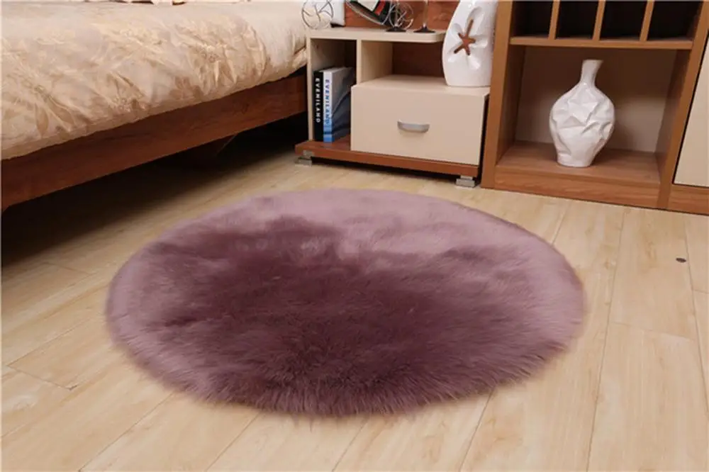 Light Purple Sholisa лохматый пол коврики искусственный мех круглой формы 6 см ворс Пушистый Ковер для гостиной спальни Морской набор домашний декор - Цвет: Light Purple